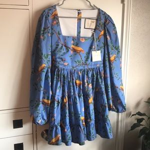 Agua Bendita Blue Floral Mini Dress